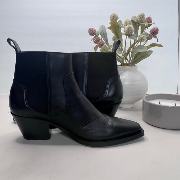 Everlane The Boss Boot Leather Black Chunky Heel Pointed Toe Women 9 - Picture 6 of 11
